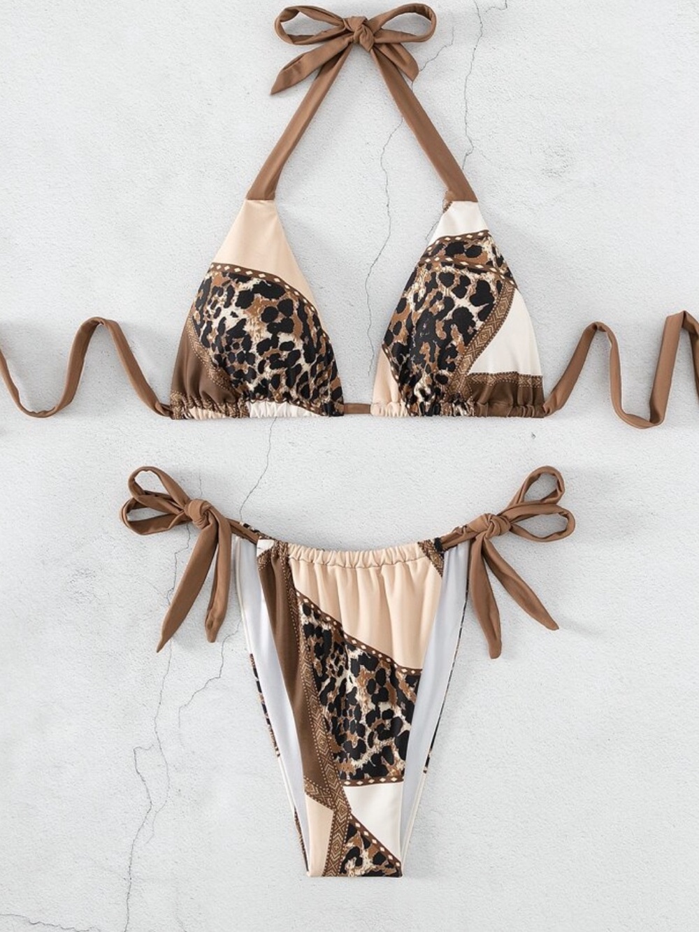 NWOTS Leopard Halter Bikini Set Size Small